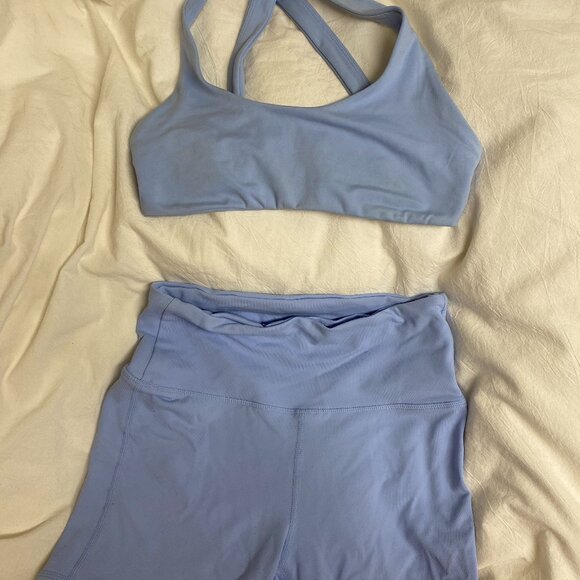 Light Blue Workout Set (Shorts + Top) Size S - Picture 1 of 4